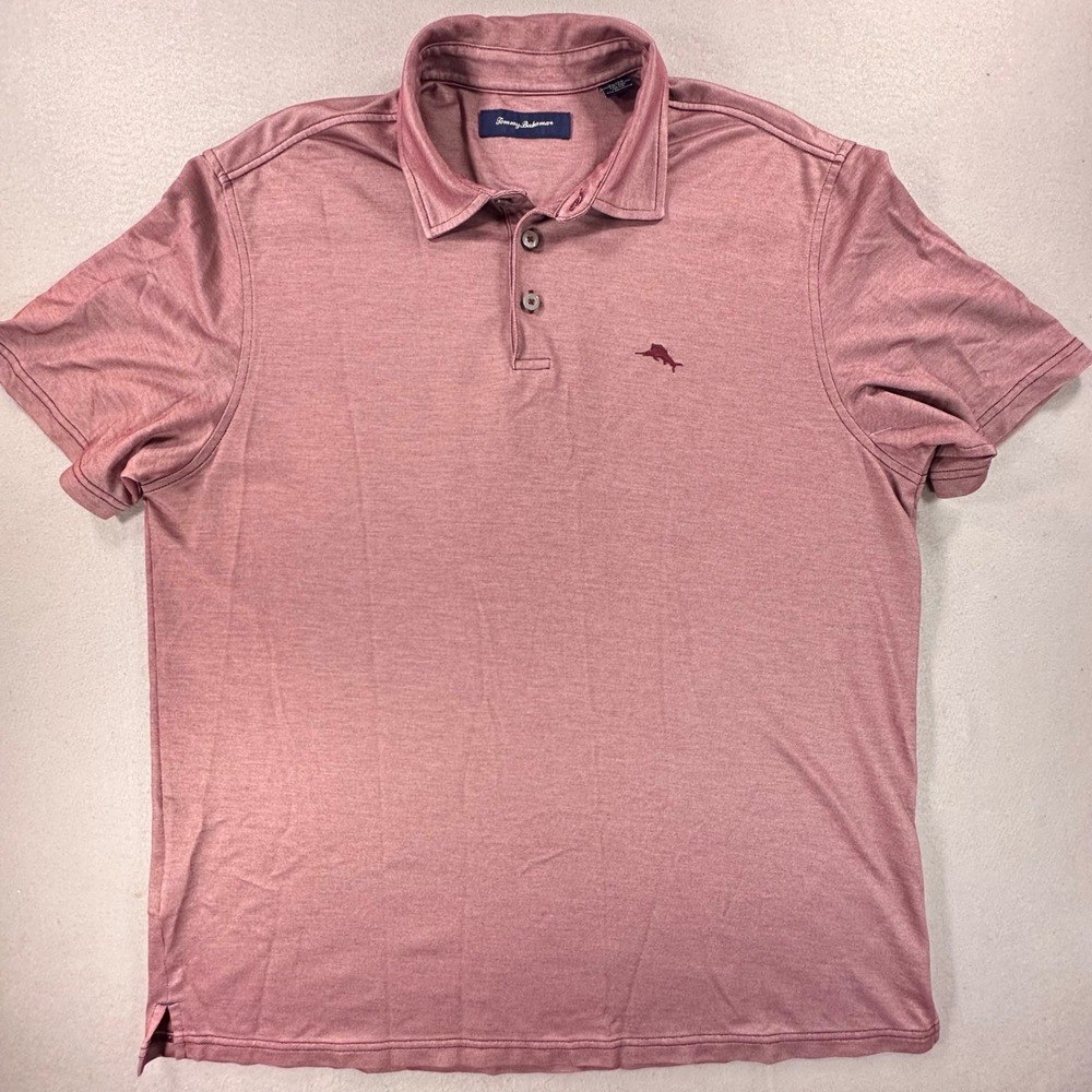 Tommy Bahama Mens XL Emfielder Polo Shirt Rose Burgundy Pima/Cotton Short Sleeve
